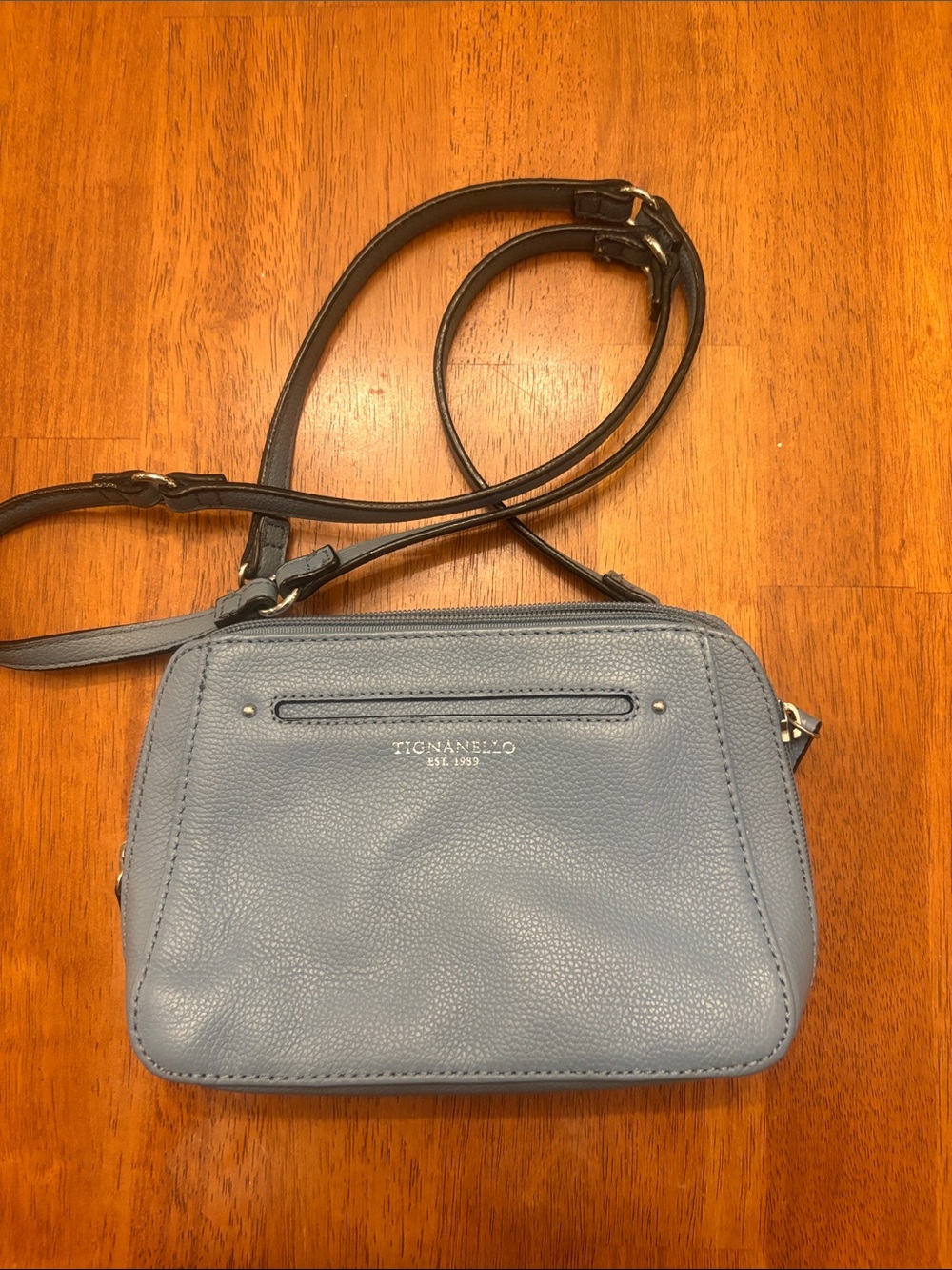 Tignanello Light Blue Pebble Leather Crossbody